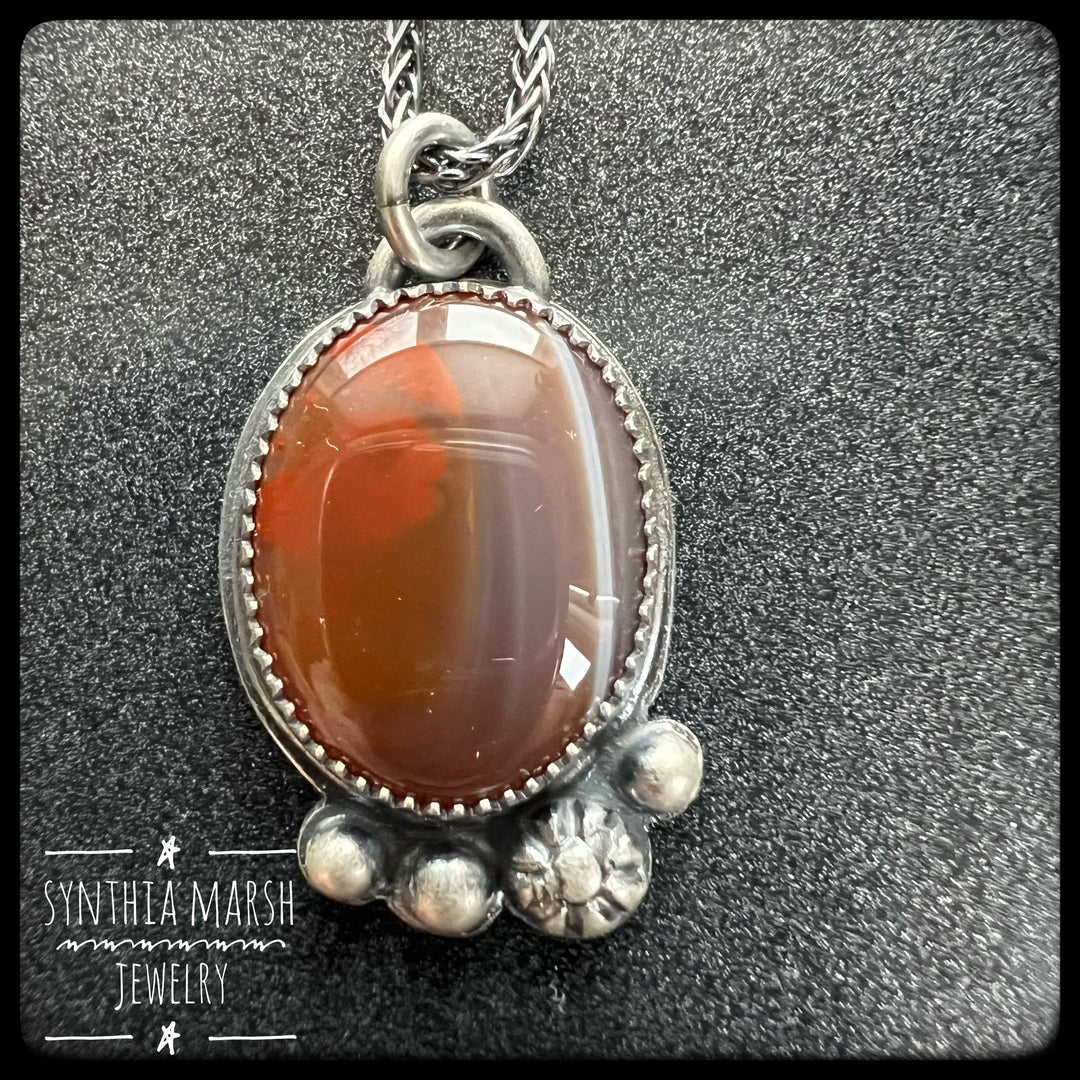 Lake Superior Agate Pendant Necklace #11 Sterling ~ Michigan Made ~ Upper Peninsula