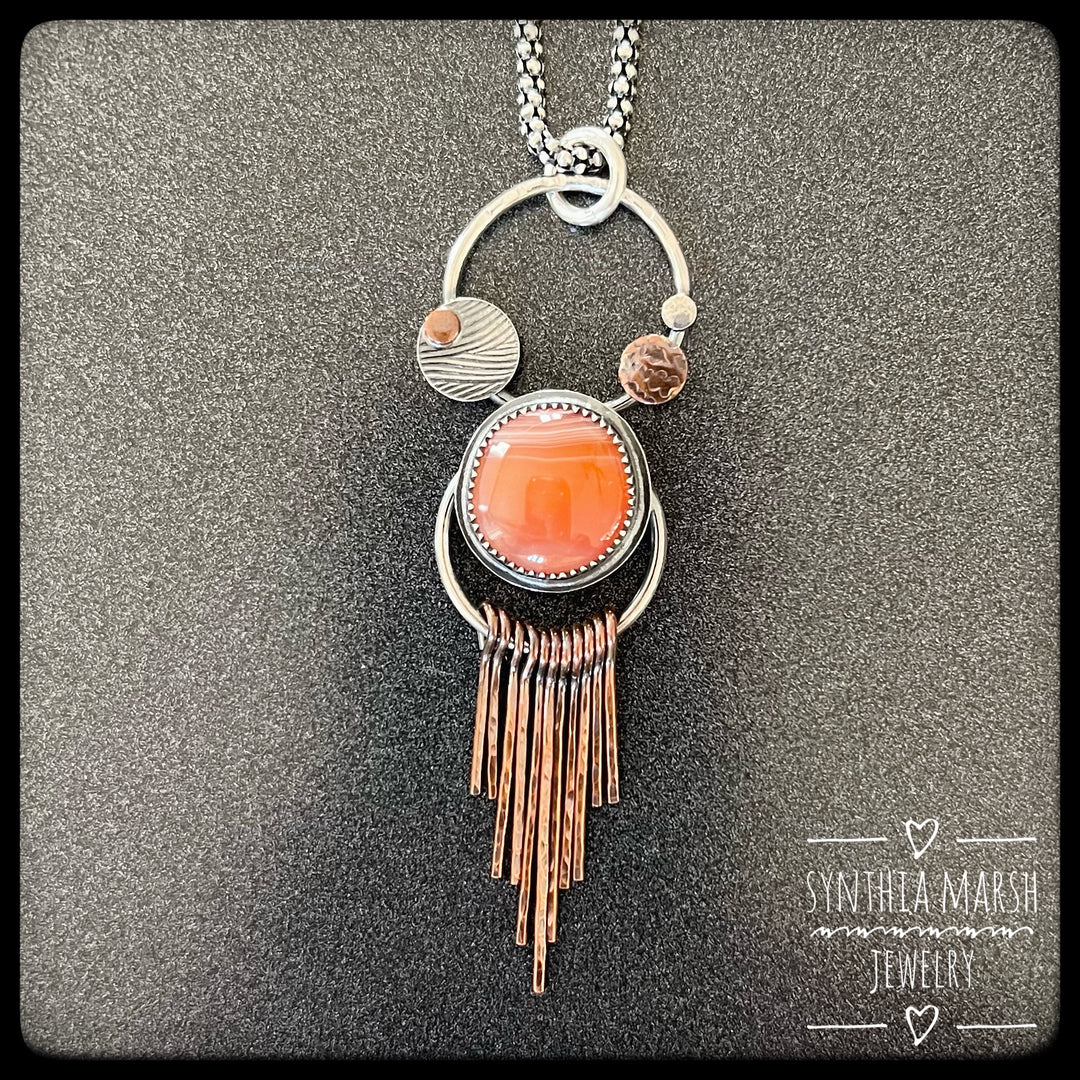 Lake Superior Agate Pendant Mixed Metal "Sputnik" ~ Made in Michigan's Upper Peninsula