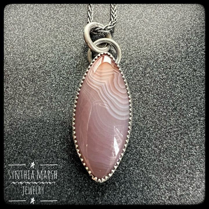 Lake Superior Agate Pendant Necklace #3 Sterling ~ Michigan Made ~ Upper Peninsula