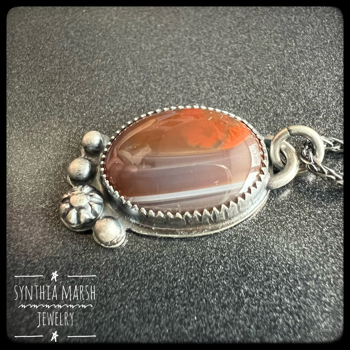 Lake Superior Agate Pendant Necklace #11 Sterling ~ Michigan Made ~ Upper Peninsula
