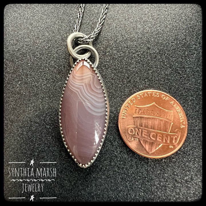 Lake Superior Agate Pendant Necklace #3 Sterling ~ Michigan Made ~ Upper Peninsula