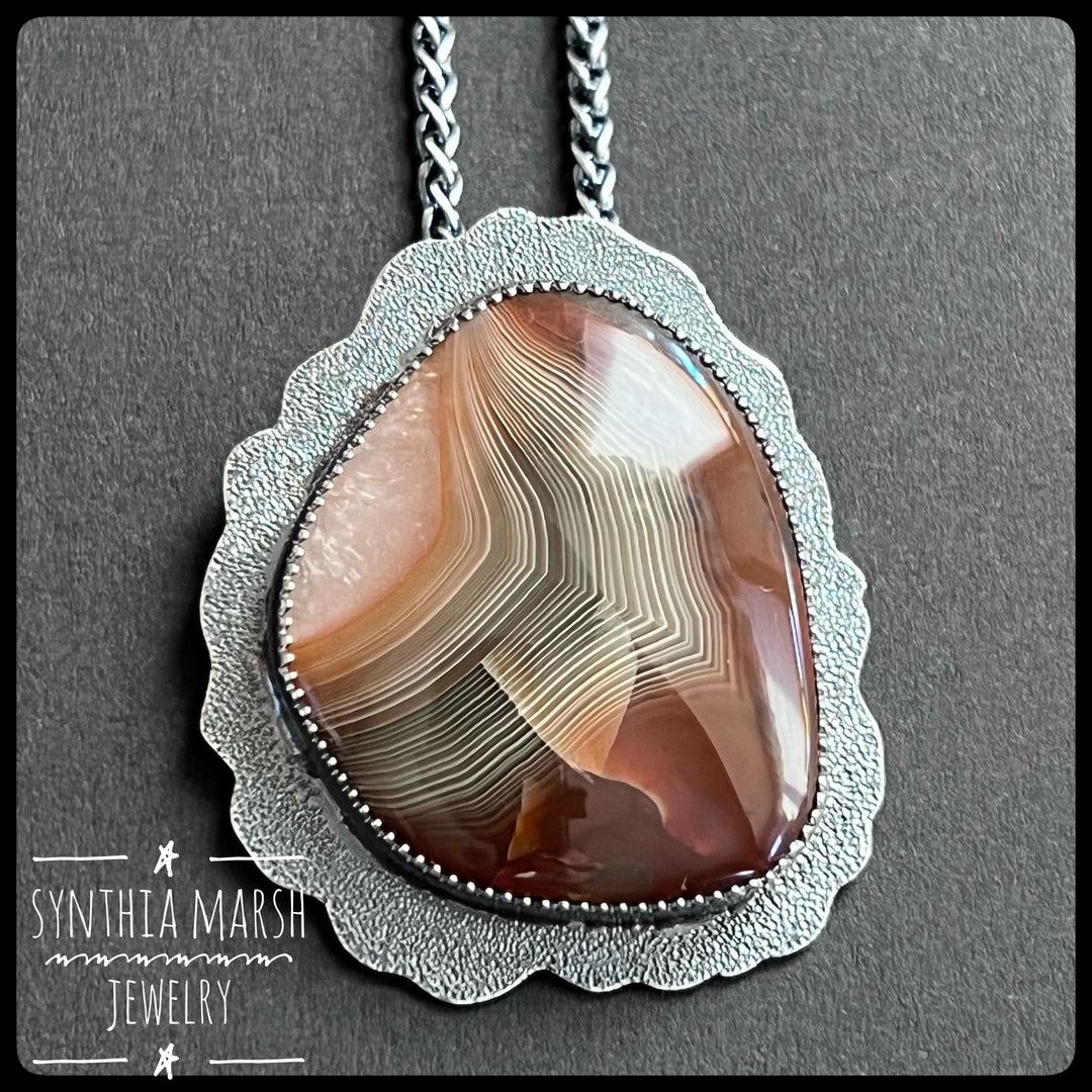 Lake Superior Agate Pendant Sterling Silver