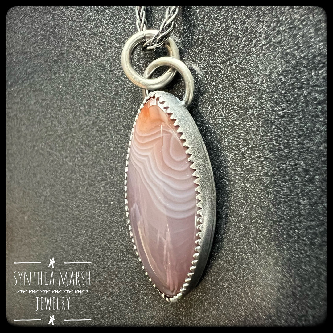 Lake Superior Agate Pendant Necklace #3 Sterling ~ Michigan Made ~ Upper Peninsula