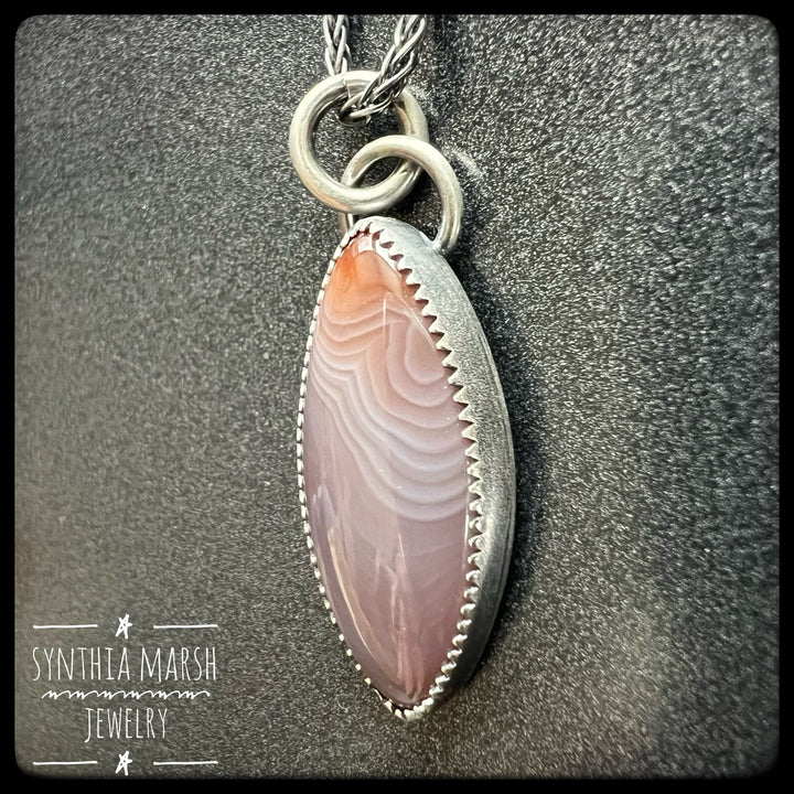 Lake Superior Agate Pendant Necklace #3 Sterling ~ Michigan Made ~ Upper Peninsula
