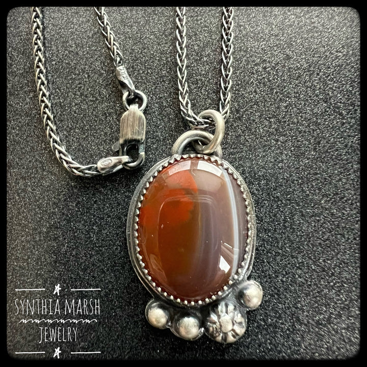 Lake Superior Agate Pendant Necklace #11 Sterling ~ Michigan Made ~ Upper Peninsula