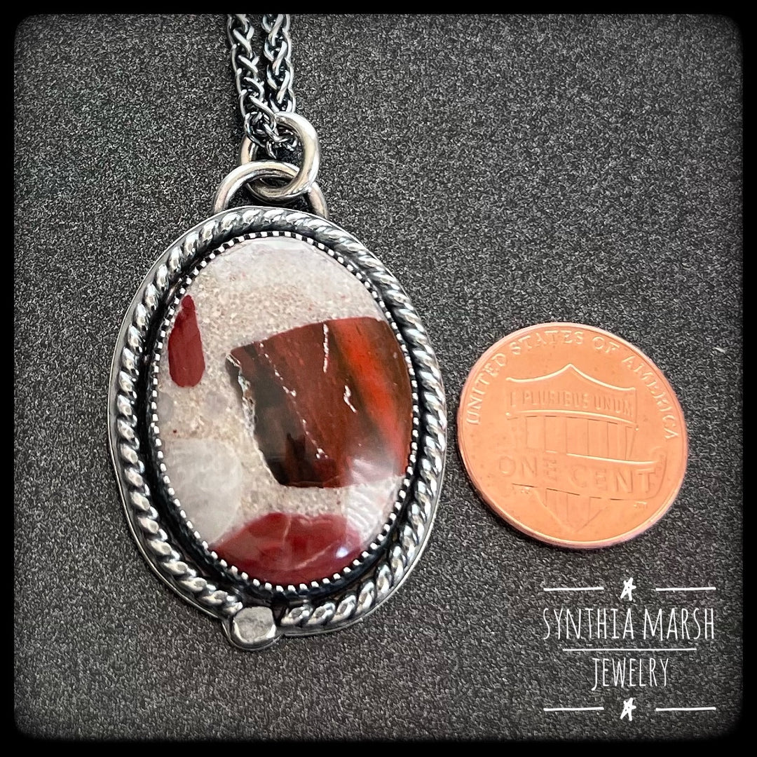 Michigan Puddingstone Pendant ~ Sterling Silver ~ Made in Michigan ~ Upper Peninsula