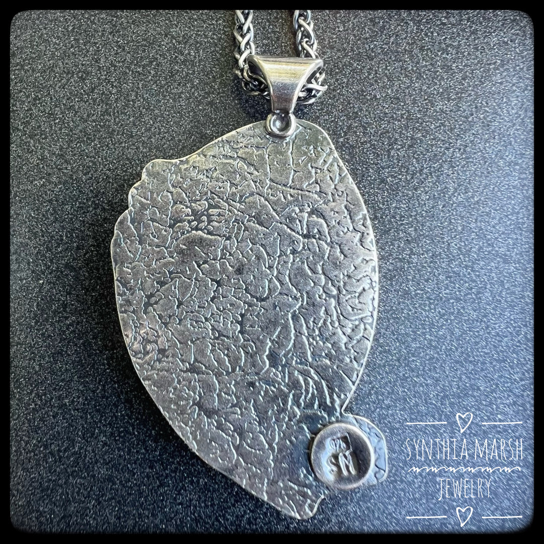 Lake Superior Agate Pendant / Necklace ~ Cast Cedar Branch ~ Made in Michigan's Upper Peninsula-Synthia Marsh Jewelry