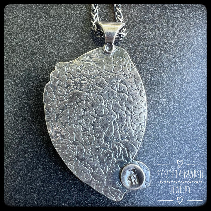 Lake Superior Agate Pendant / Necklace ~ Cast Cedar Branch ~ Made in Michigan's Upper Peninsula-Synthia Marsh Jewelry