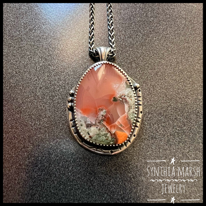 Keweenaw Pink Datolite Sterling Pendant - Upper Peninsula / Keweenaw Peninsula