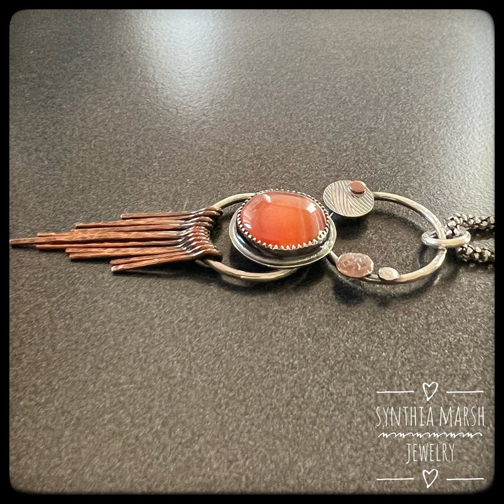 Lake Superior Agate Pendant Mixed Metal "Sputnik" ~ Made in Michigan's Upper Peninsula