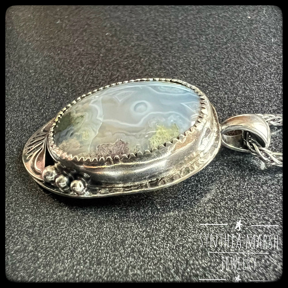 #4 Moss Agate Sterling Pendant/Necklace Made in U.P. Michigan