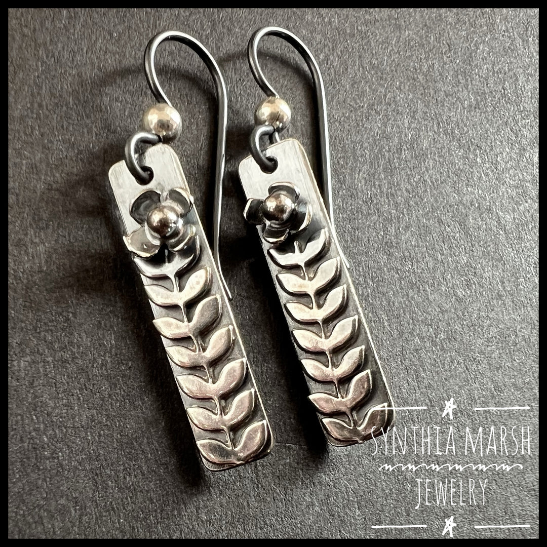 Sterling Floral Bar Earrings ~ Made In Michigan's Upper Peninsula