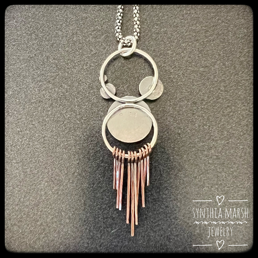 Lake Superior Agate Pendant Mixed Metal "Sputnik" ~ Made in Michigan's Upper Peninsula