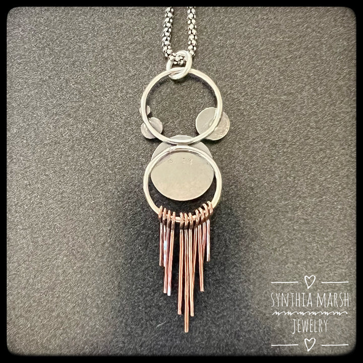 Lake Superior Agate Pendant Mixed Metal "Sputnik" ~ Made in Michigan's Upper Peninsula