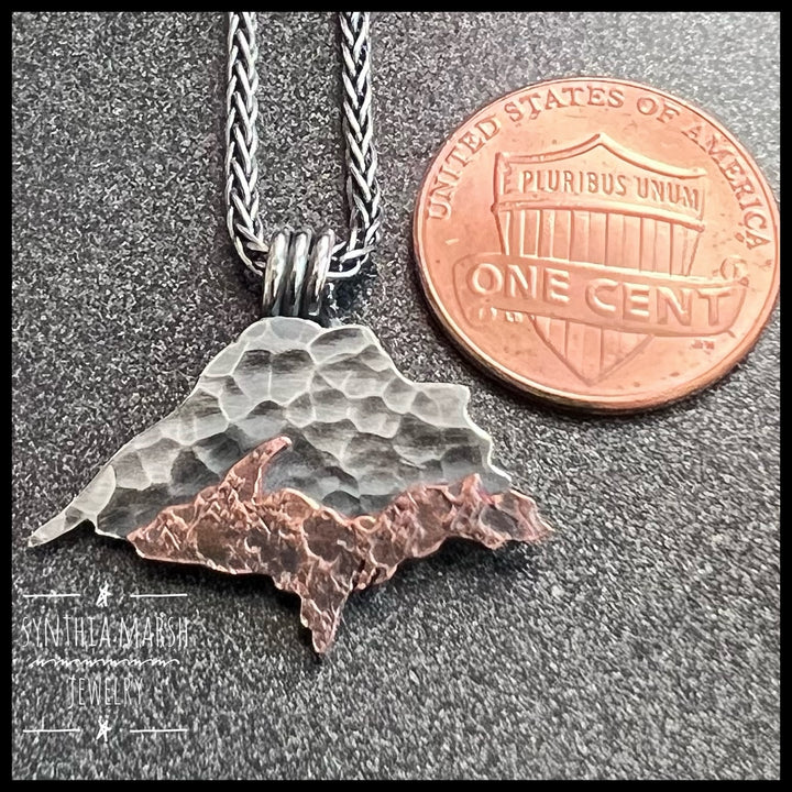 Lake Superior / Upper Peninsula Michigan Copper and Silver Necklace ~ Pendant