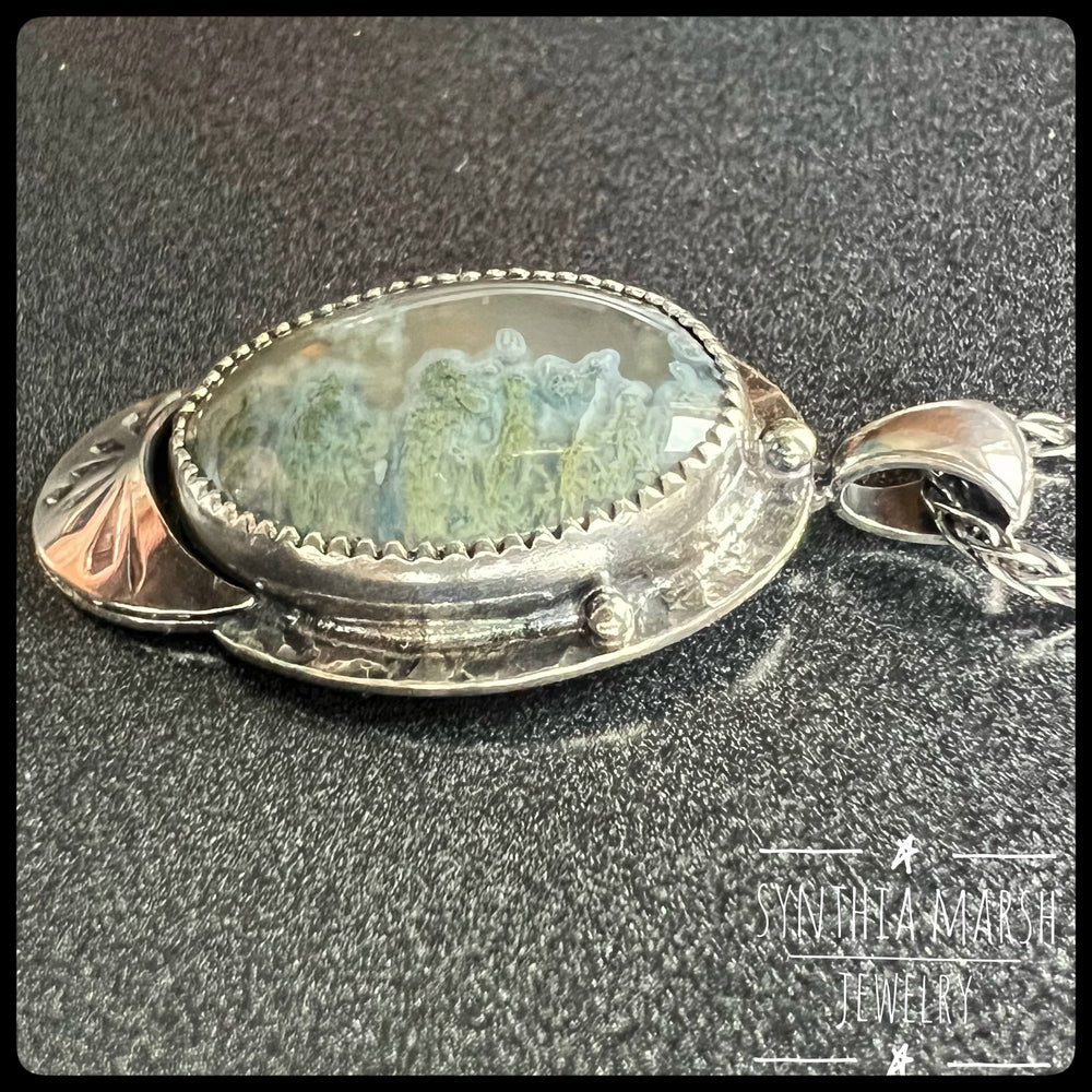 #5 Moss Agate Sterling Pendant/Necklace Made in U.P. Michigan