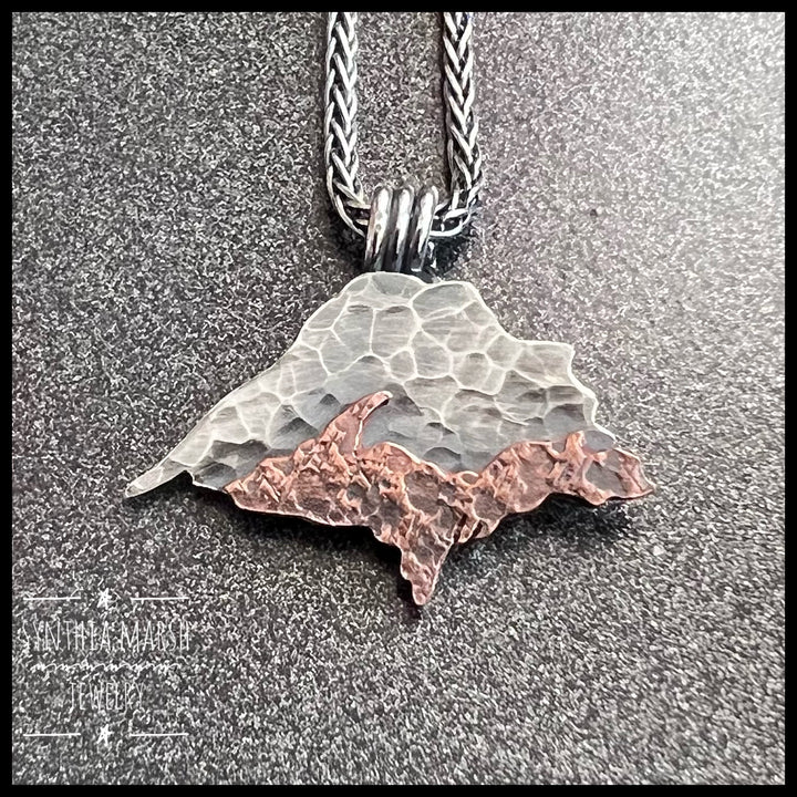 Lake Superior / Upper Peninsula Michigan Copper and Silver Necklace ~ Pendant