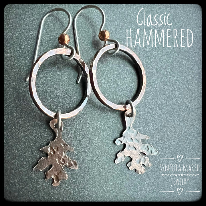 Copper Oak Leaf and Hoop Earrings ~ Rustic Nature ~ Made in Michigan ~ Upper Peninsula