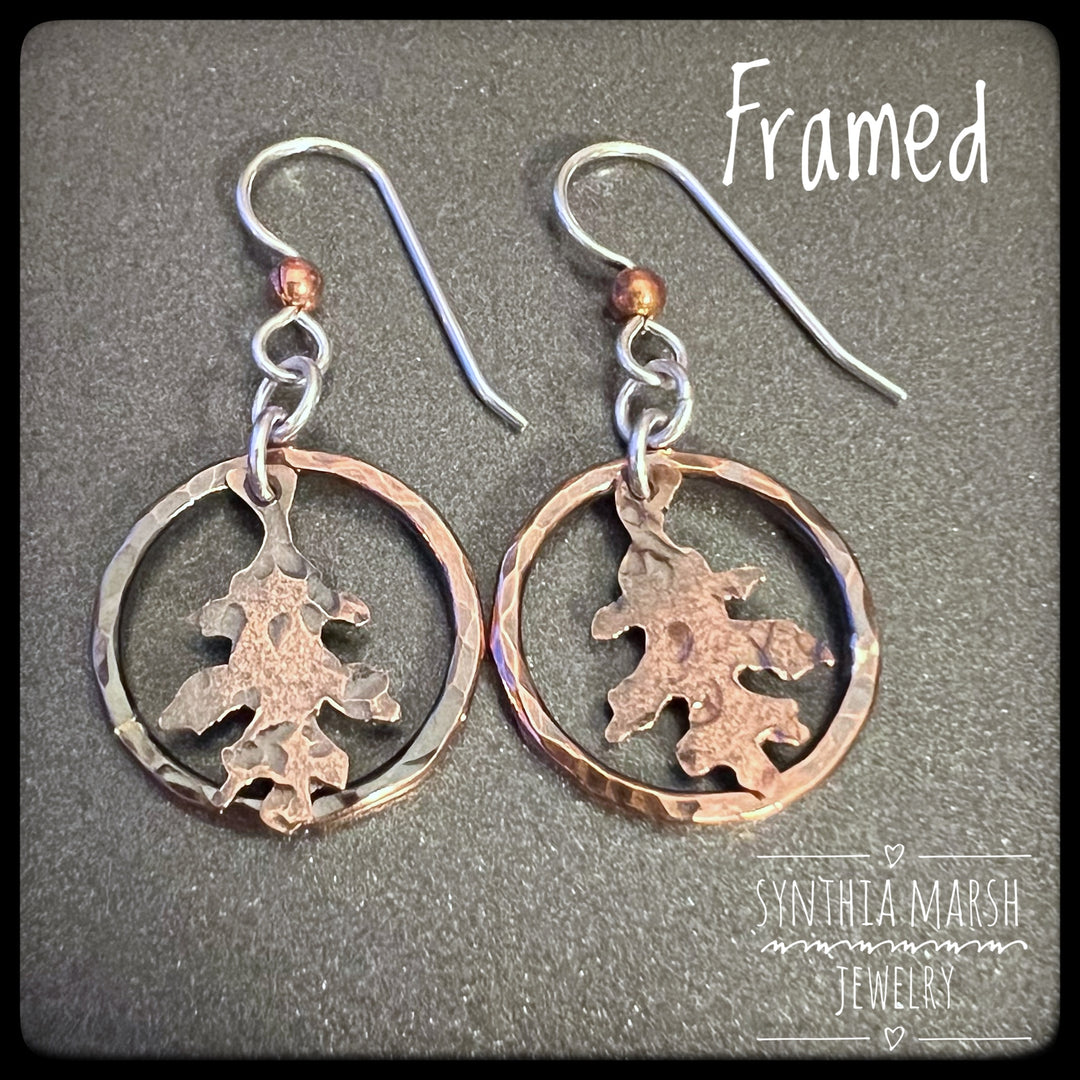 Copper Oak Leaf and Hoop Earrings ~ Rustic Nature ~ Made in Michigan ~ Upper Peninsula