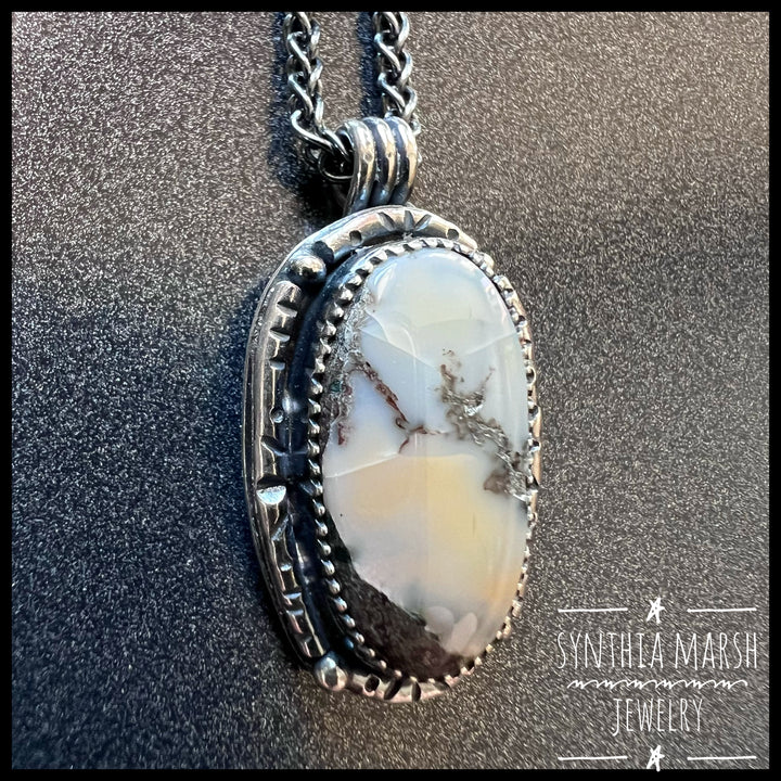 Pale Yellow Keweenaw Datolite Sterling Pendant - Upper Peninsula / Keweenaw Peninsula