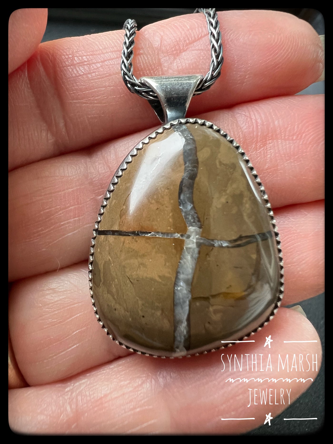 Septarian Nodule / Lightning Stone Pendant Michigan Stone ~ Made in Michigan
