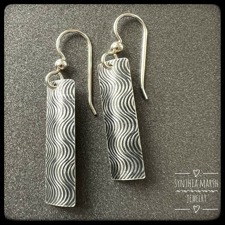 River Pattern Sterling Silver Teardrop Earrings ~ Made in the Upper Peninsula