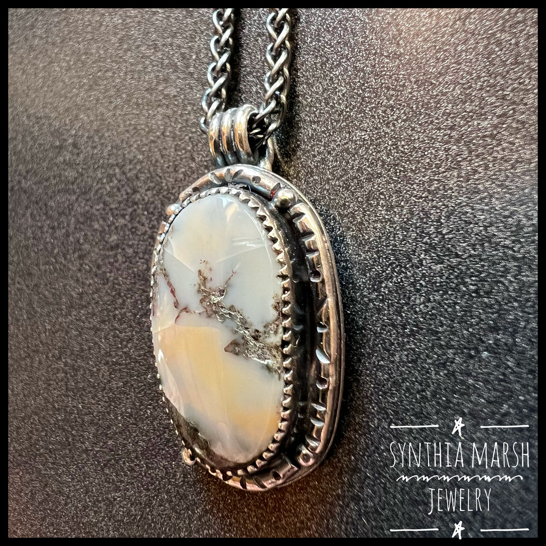 Pale Yellow Keweenaw Datolite Sterling Pendant - Upper Peninsula / Keweenaw Peninsula