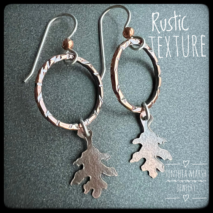 Copper Oak Leaf and Hoop Earrings ~ Rustic Nature ~ Made in Michigan ~ Upper Peninsula