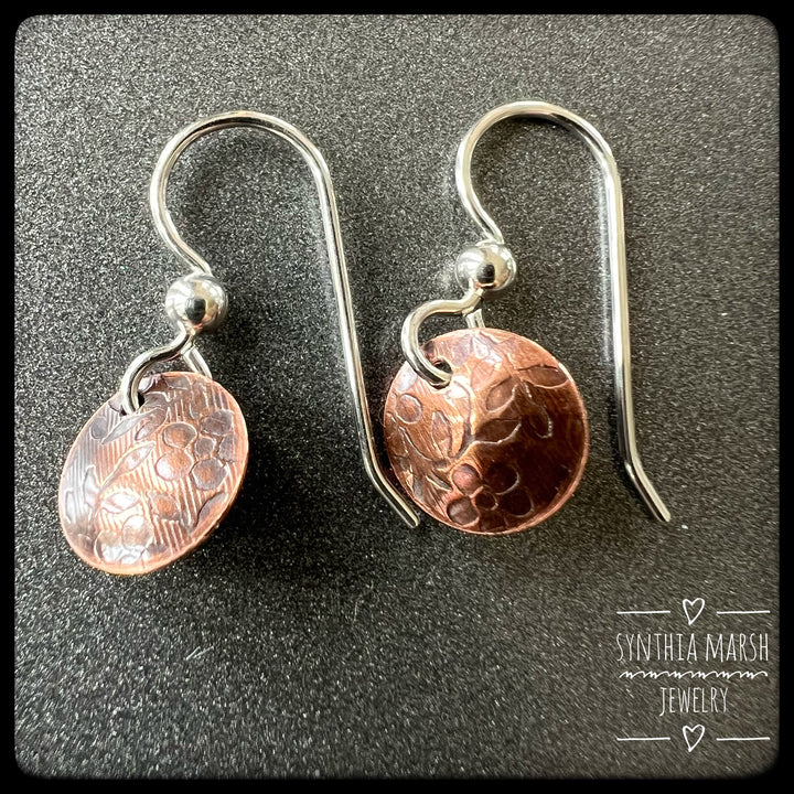 Floral Pattern Copper Dangle Earrings ~ Multiple Shapes and Sizes ~ Hypoallergenic ~ Made in Michigan