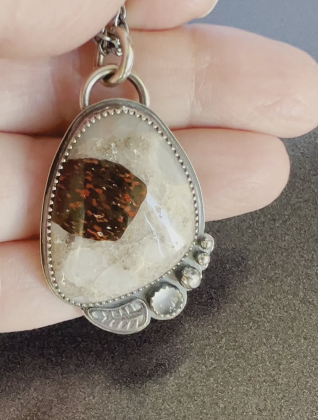 Michigan Puddingstone Pendant ~ Sterling Silver ~ Made in Michigan ~ Upper Peninsula