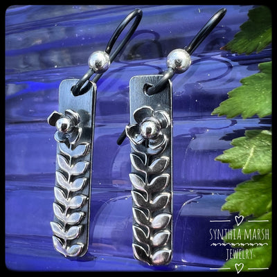 Sterling Floral Bar Earrings ~ Made In Michigan's Upper Peninsula