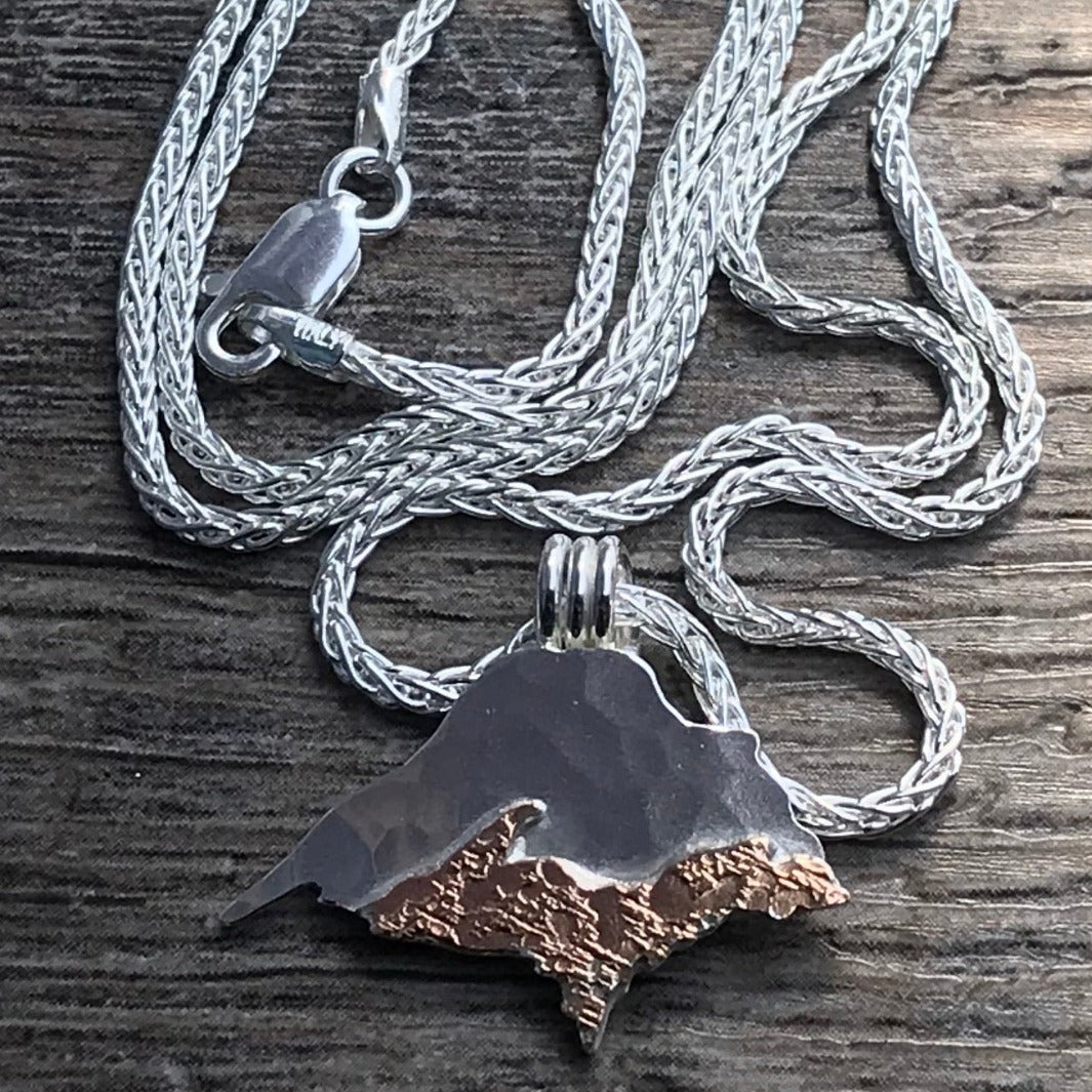 Lake Superior / Upper Peninsula Michigan Copper and Silver Necklace ~ Pendant-Synthia Marsh Jewelry