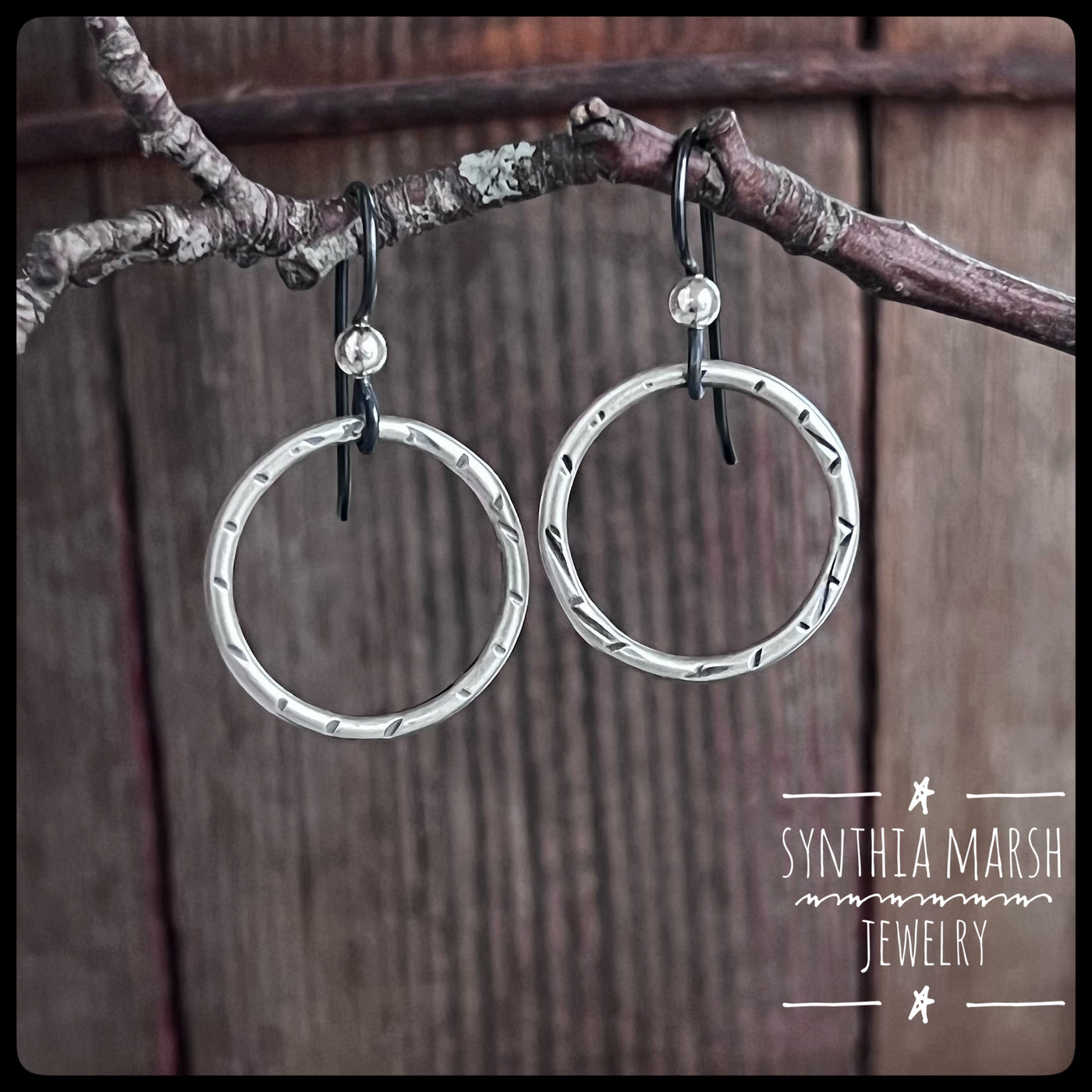 Textured Hoop Sterling Silver Earrings ~ Made in Michigan ~ Upper Peninsula
