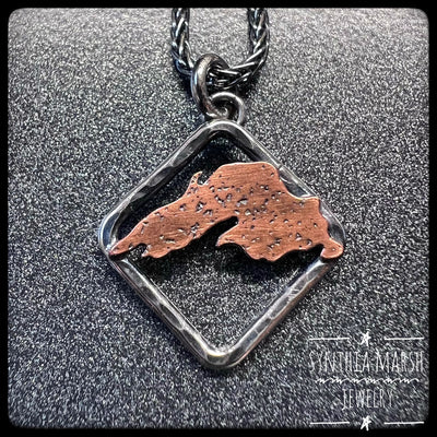 Lake Superior Pendant Necklace Copper and Sterling