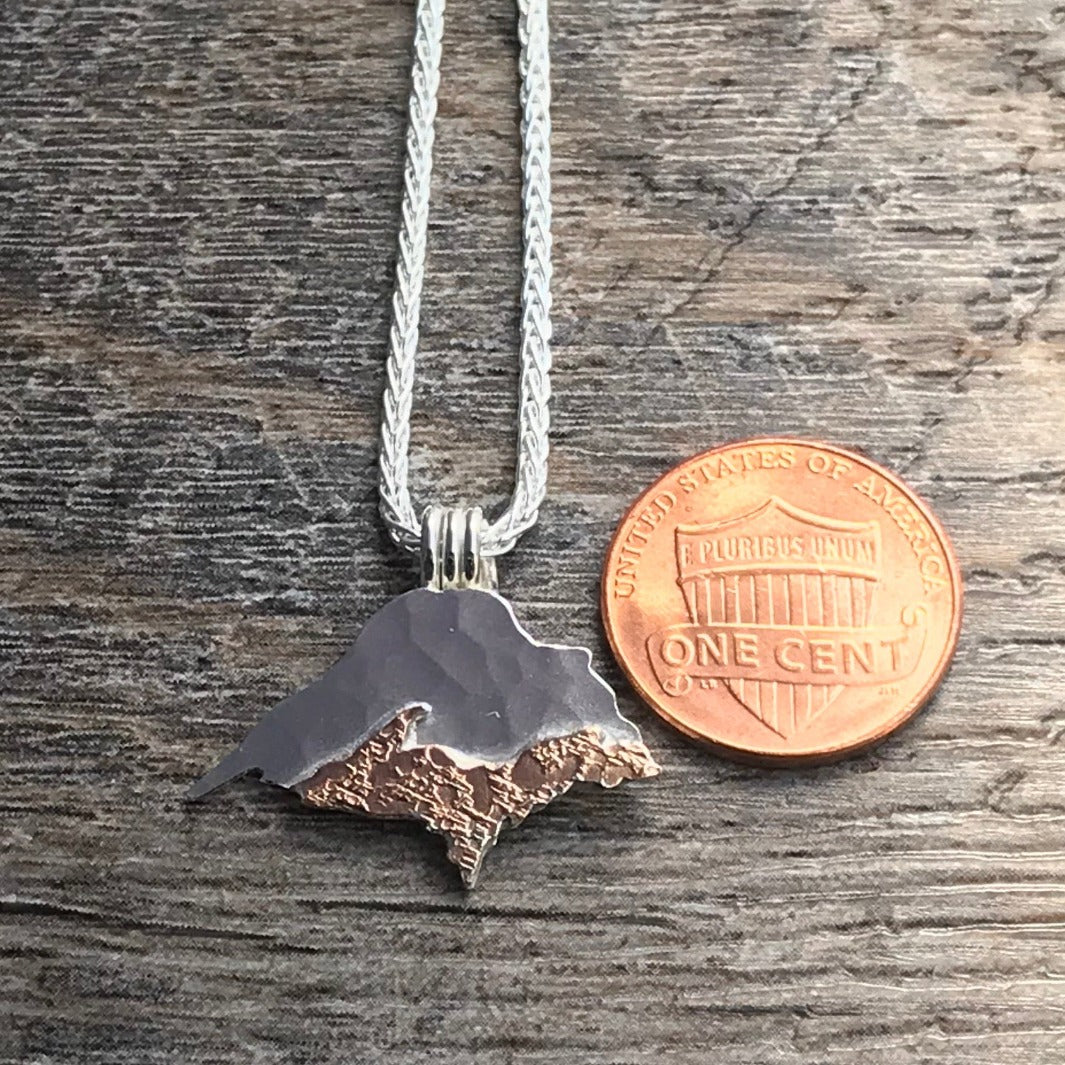 Lake Superior / Upper Peninsula Michigan Copper and Silver Necklace ~ Pendant-Synthia Marsh Jewelry