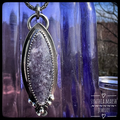 Lepidolite and Sterling Pendant Necklace "Violet" Made in Michigan