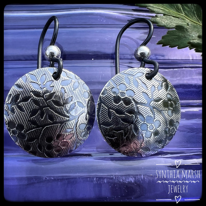 Domed Disc Floral Sterling Earrings ~ Made In Michigan's Upper Peninsula