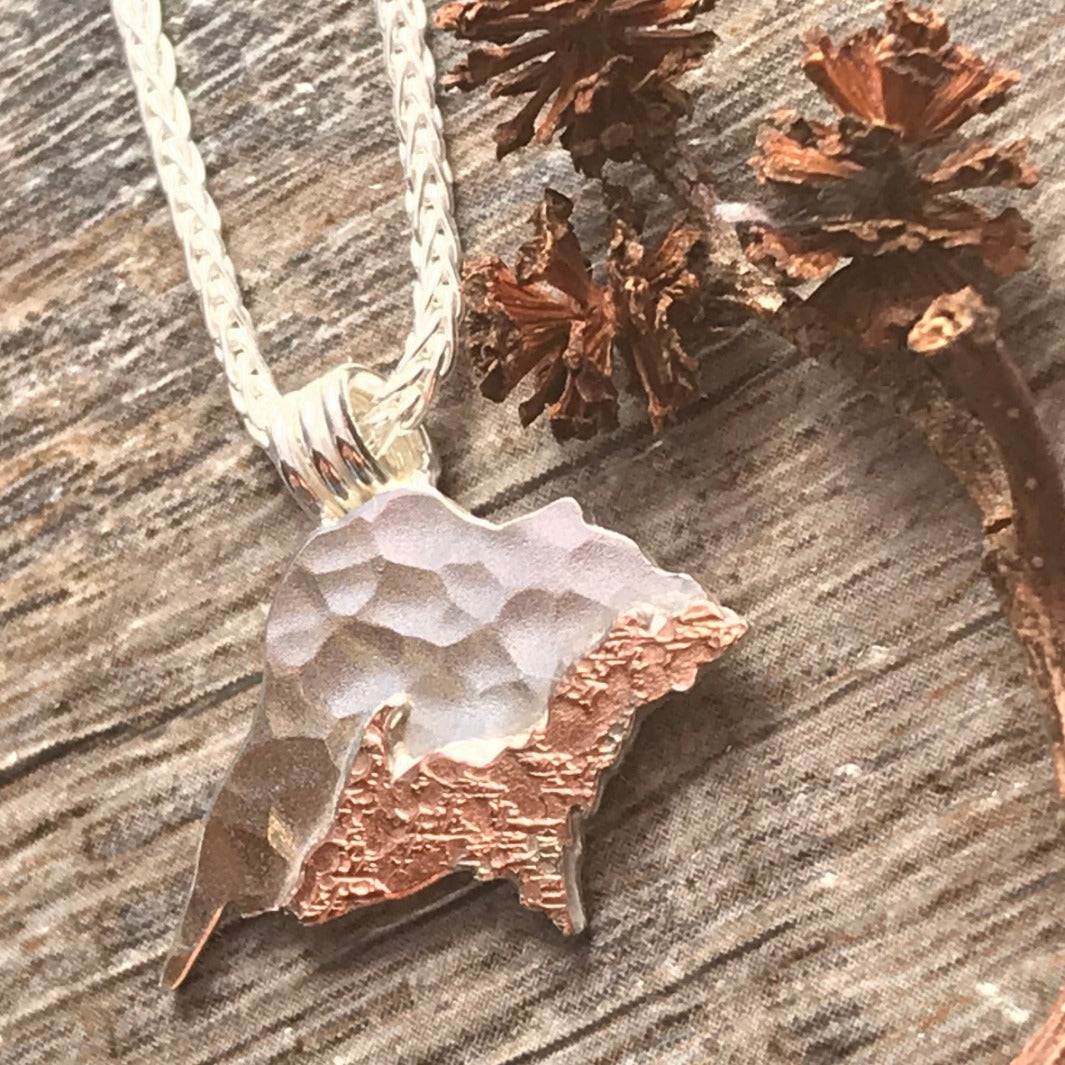 Lake Superior / Upper Peninsula Michigan Copper and Silver Necklace ~ Pendant-Synthia Marsh Jewelry