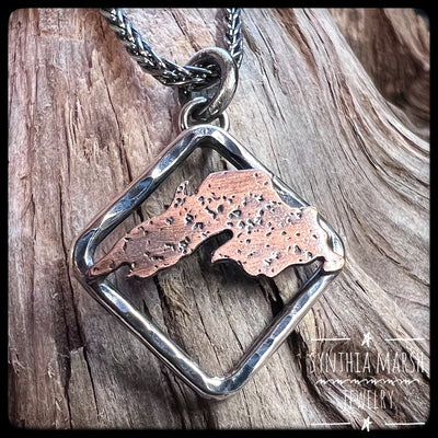 Lake Superior Pendant Necklace Copper and Sterling
