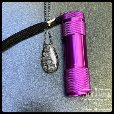 UP Light / Emberlite / Syenite with Sodalite ~ Lake Superior (Yooper) Fluorescing Stone Pendant in Sterling Setting