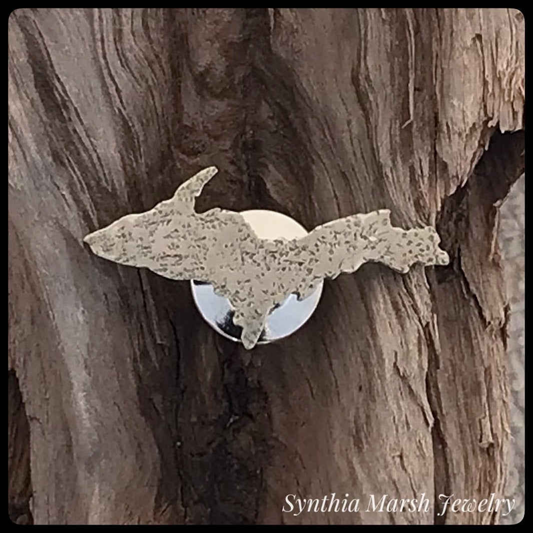Upper Peninsula Michigan Tie Tac, Hat Pin, Lapel Pin ~ Handmade in Michigan's Upper Peninsula-Synthia Marsh Jewelry