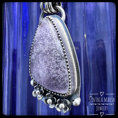 Lepidolite and Sterling Floral Pendant-Necklace "Lavender" Made in Michigan