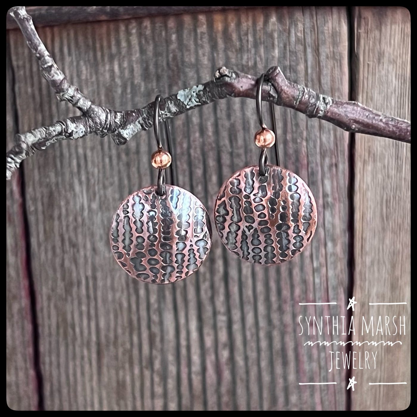 Dappled Copper Dangle Earrings ~ Multiple Shapes and Sizes ~ Hypoallergenic ~ Made in Michigan