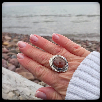 Lake Superior Agate Ring ~ Size 8.75-Synthia Marsh Jewelry