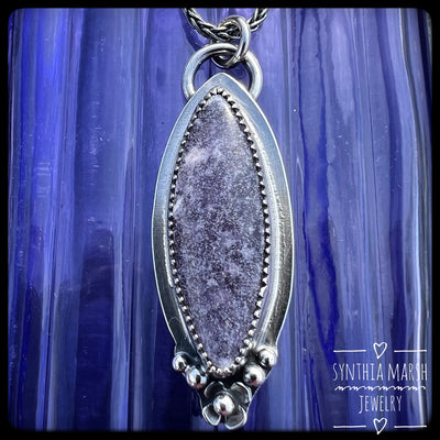 Lepidolite and Sterling Pendant Necklace "Violet" Made in Michigan